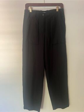 J. Crew Women’s black linen minimalist capsule wide leg pants, Size 4